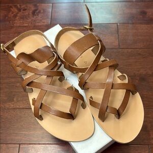 NIB Kyma Paros Brown Leather Strappy Fisherman Style Flat Sandals 41